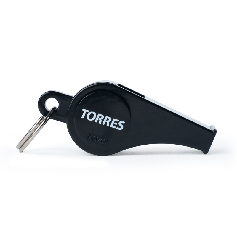 Свисток пласт. с шариком TORRES, SS1009, шнурок с карабином в комплекте, черный
