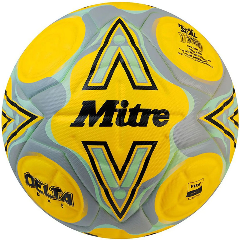 Мяч футб. MITRE Delta One 24, 5-B01787C60, р.5, FIFA Quality, 14п, ТПУ, термосшивка, желто-серый