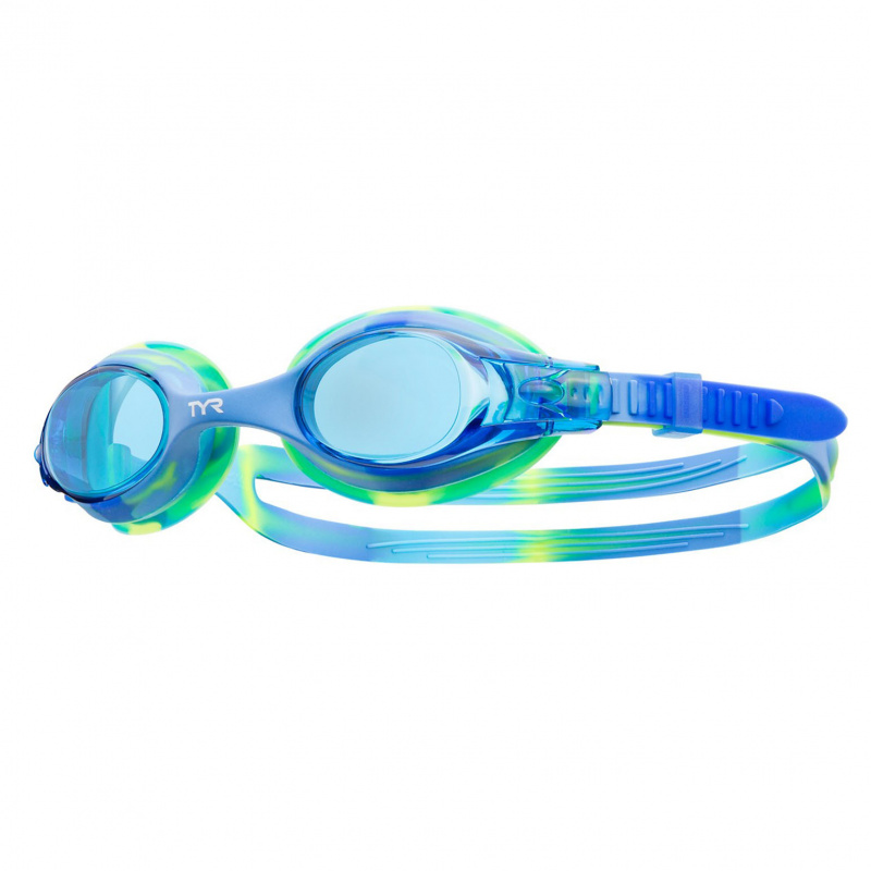 Очки для плав. дет. TYR Swimple Tie Dye Kids, LGSWTD-487, СИНИЕ линзы, мультиколор опр.