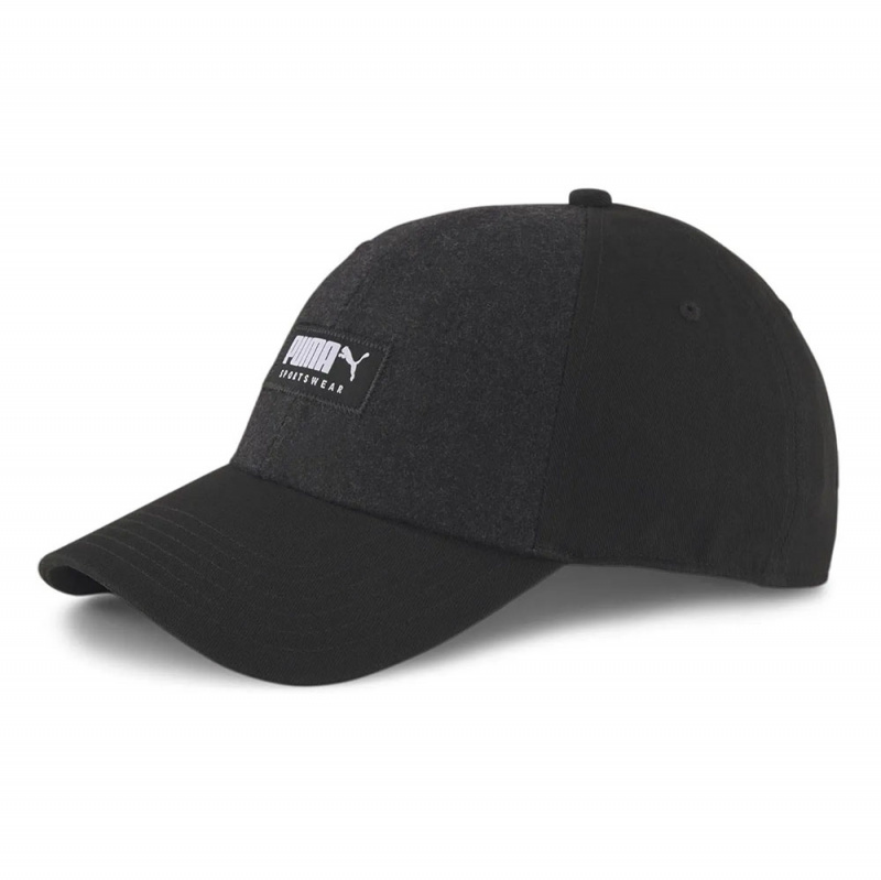 Бейсболка спорт. PUMA Style Fabric Cap 02282801, хлопок, полиэстер, черный