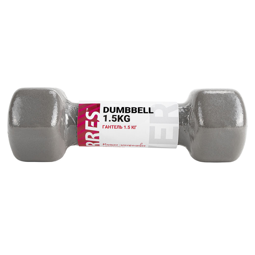 Гантель TORRES 1,5 кг, PL550115, металл в неопреновой оболочке, форма шестигранник, серый
